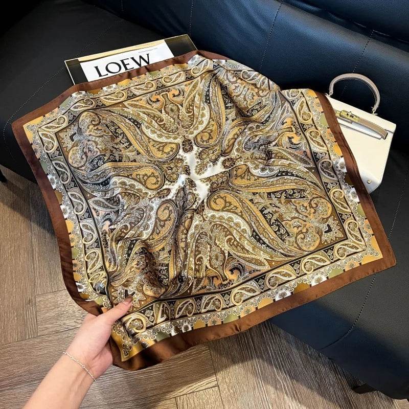 2024 New Leopard Print Square Scarf Women's Imitation Silk Scarf Casual Versatile Decoration Small Neck Scarf 70CMx70CM - AIAZ