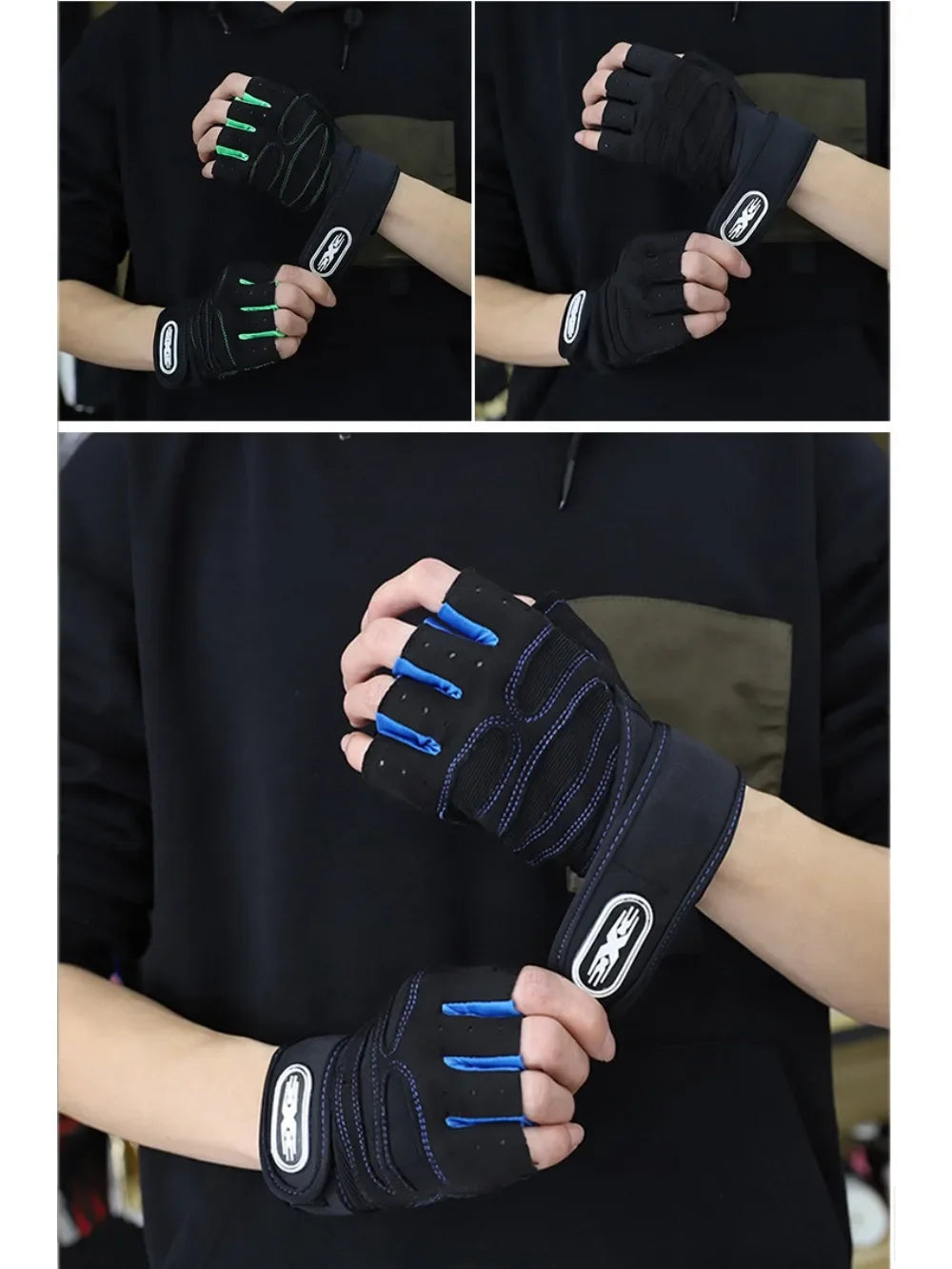 Outdoor Sport Gloves for Men Women Wrist Guard Fitness Gym Cycling Hiking Boxing Exercise Training Workout Long Wrist Fingerless