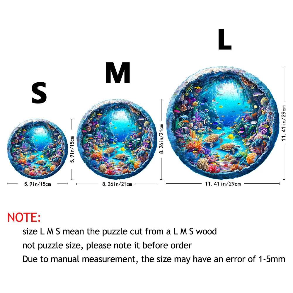 Ocean Wonders Wooden Puzzle - Unique Shape Animal Puzzle, Adult Relaxation Gift, Exquisite Boxed Set with Decorative Artworks - AIAZ