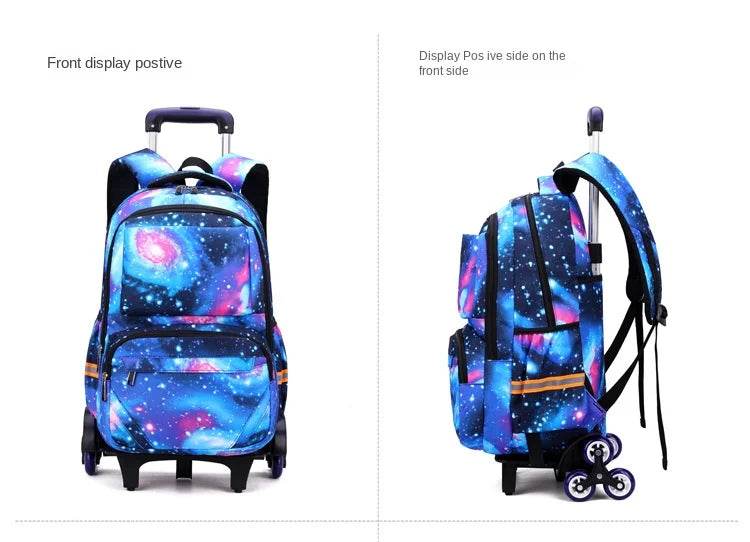 School bags with Wheels School Rolling Backpacks for Boys Trolley Bag Waterproof Orthopedic School Bag Student Wheeled Backpack - AIAZ