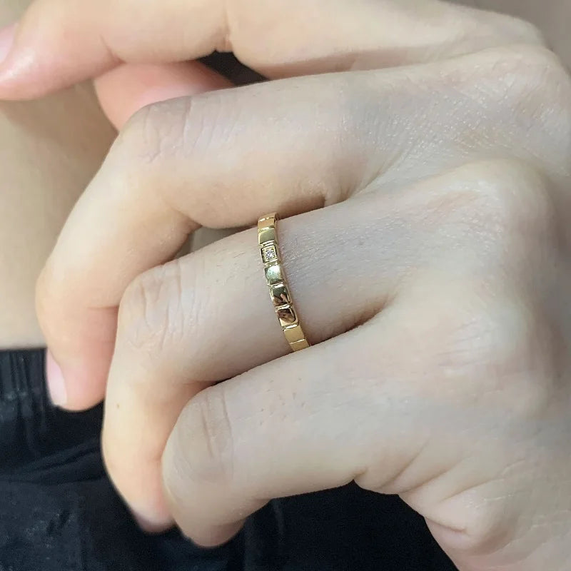 VQYSKO INS Small Square Zircon Set Women's Ring Fashion Temperament Wear Simple Single Tail Jewelry