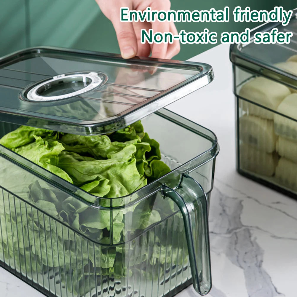 Kitchen Storage Containers with Time Recorder Lid Fridge Organizers Keep Fresh Food and Fruit Refrigerator Freezer Storage Boxes