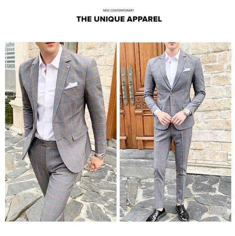 2025 Suit (Blazer+ Pants) Men's Fashion Hosts British Style Work Business Wedding Casual Art Style Elegant Gentleman Suit M-5XL - AIAZ