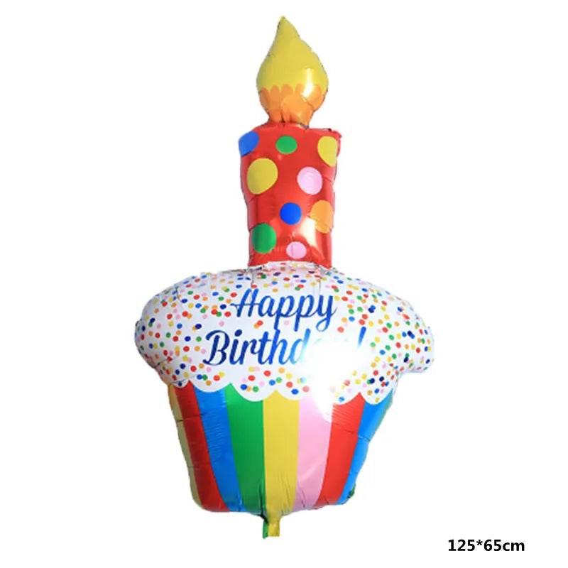 Large Cake Balloons Happy Birthday Cartoon Bear Foil Helium Balloons for Kids Baby Shower Decoration Props Supplies Toys Globos - AIAZ