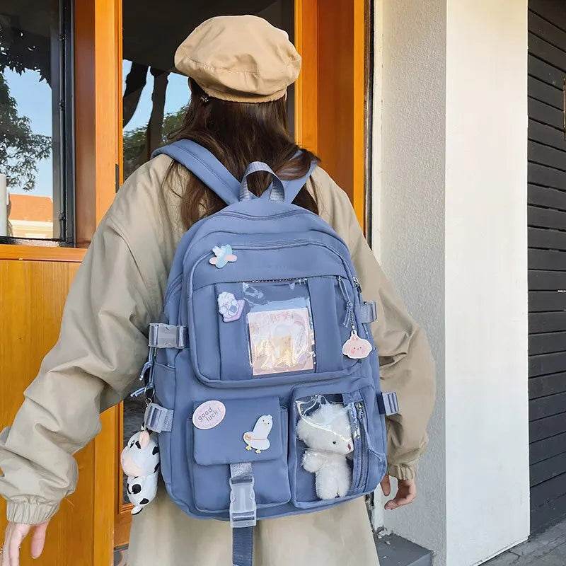 Girls Backpack Cute School Bags For Student Teens Girls Pockets Women Laptop Backpack Harajuku - AIAZ