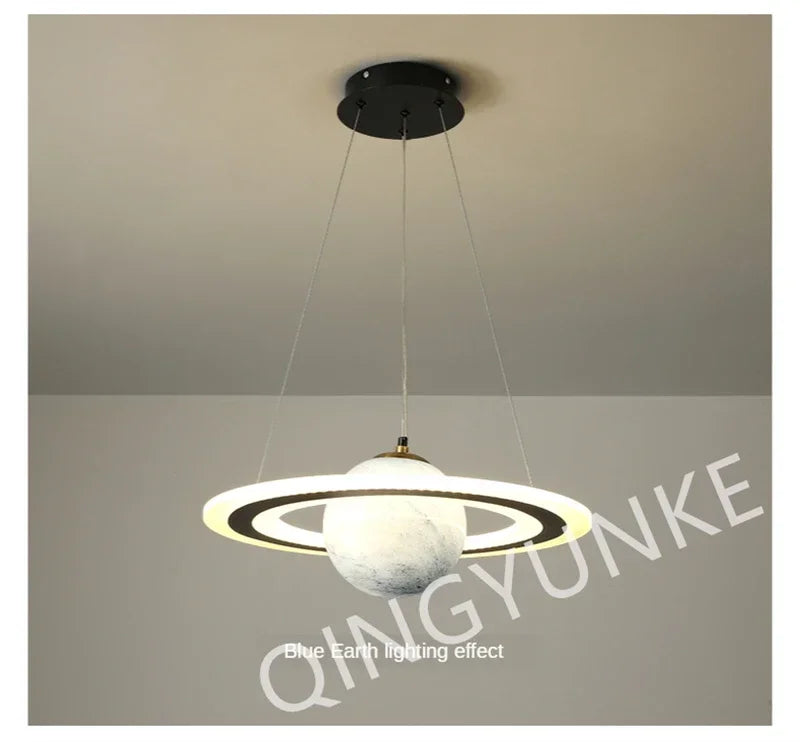 Acrylic Planet Pendant Lamp for Living  Bedroom Kitchen Children Room Space Star Indoor Hanging  E27 Changeable Light