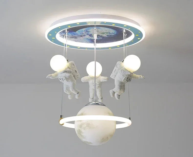 Hot Selling Creative Astronaut Children's Pendant Lights Cartoon Bedroom Lights  Decorative Lighting Fixtures Tri Colored Light