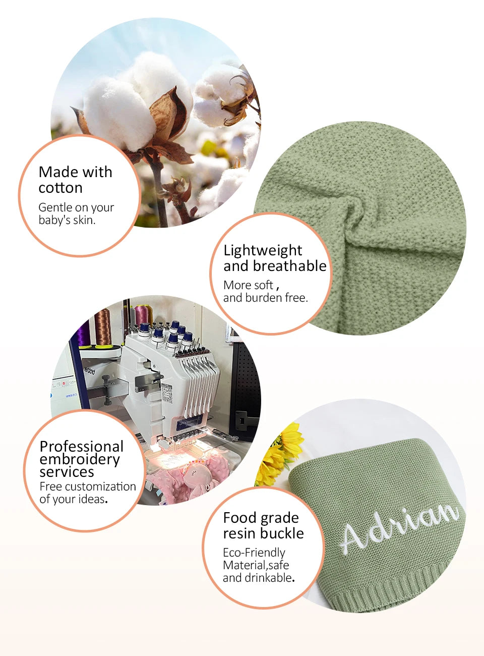 Embroidered Name Knitted Blanket  Stroller Cover Kids Cotton Nap Blanket for Newborn Shower Gifts