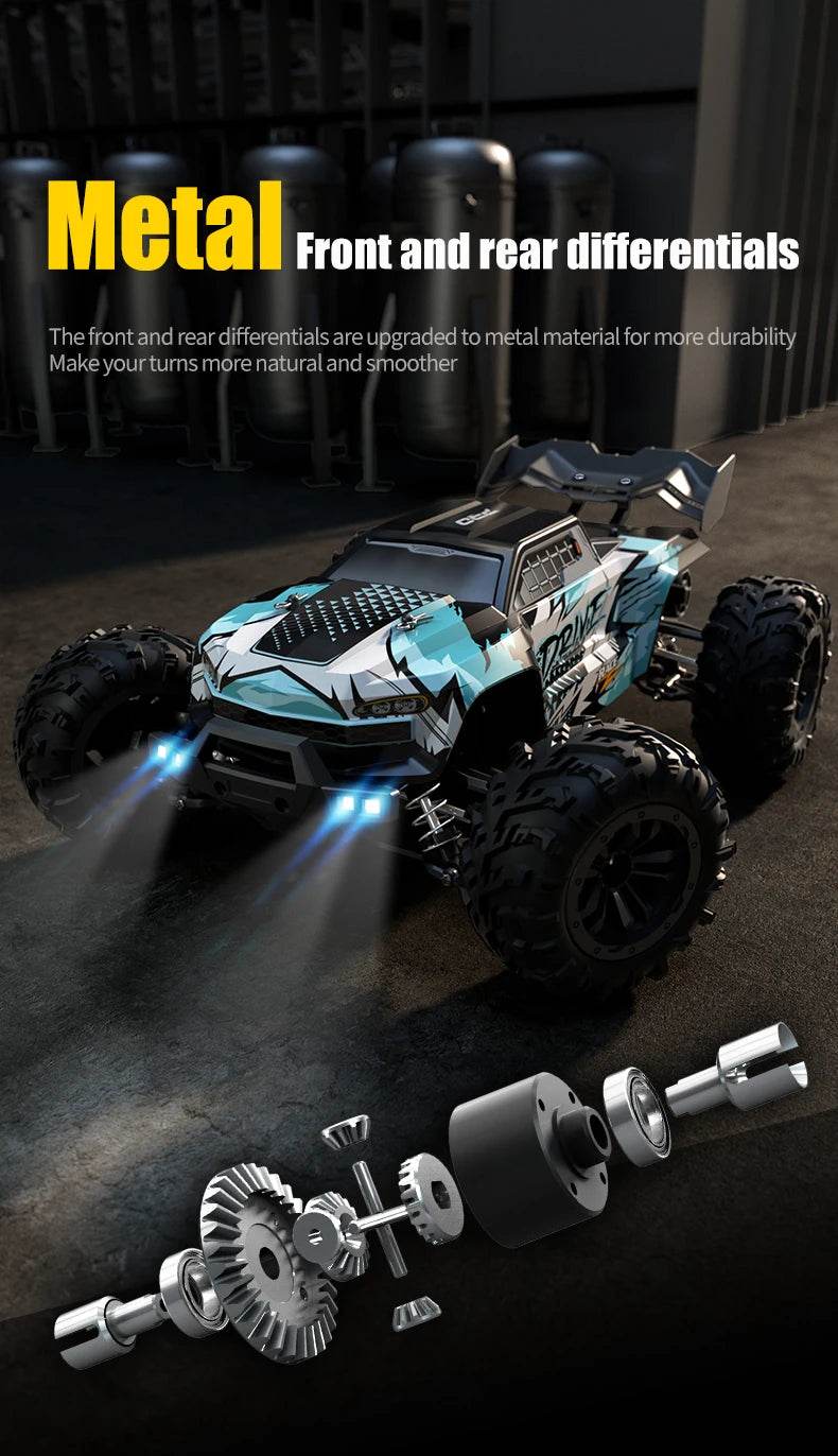 1:16 4WD RC Car 70KM/H Or 50KM/H With LED Remote Control Cars High Speed Drift Monster 4x4 Truck for Kids vs Wltoys 144001 Toys - AIAZ
