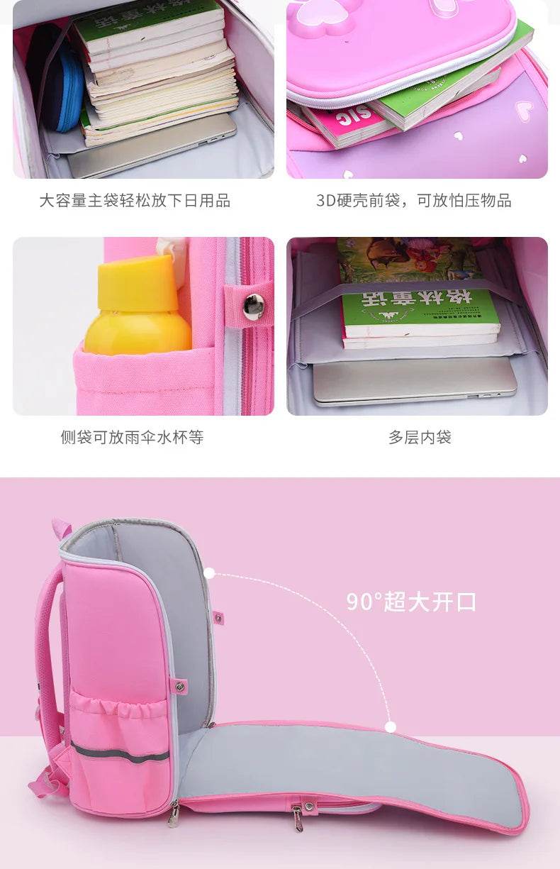 primary school bags for girls cute cartoon love heart pink school backpack student bookbag elementary school kids backpack - AIAZ