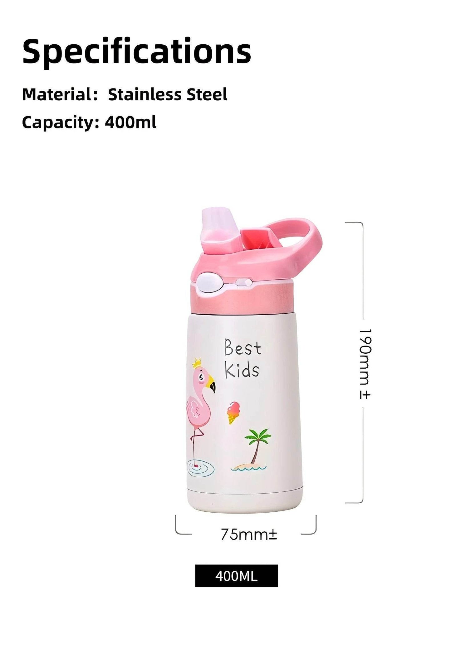 Kids Insulated 316 Stainless Steel Water Bottle with Straw, BPA-Free Sports Metal Water Bottle for Home, Office or Car, 14 OZ - AIAZ