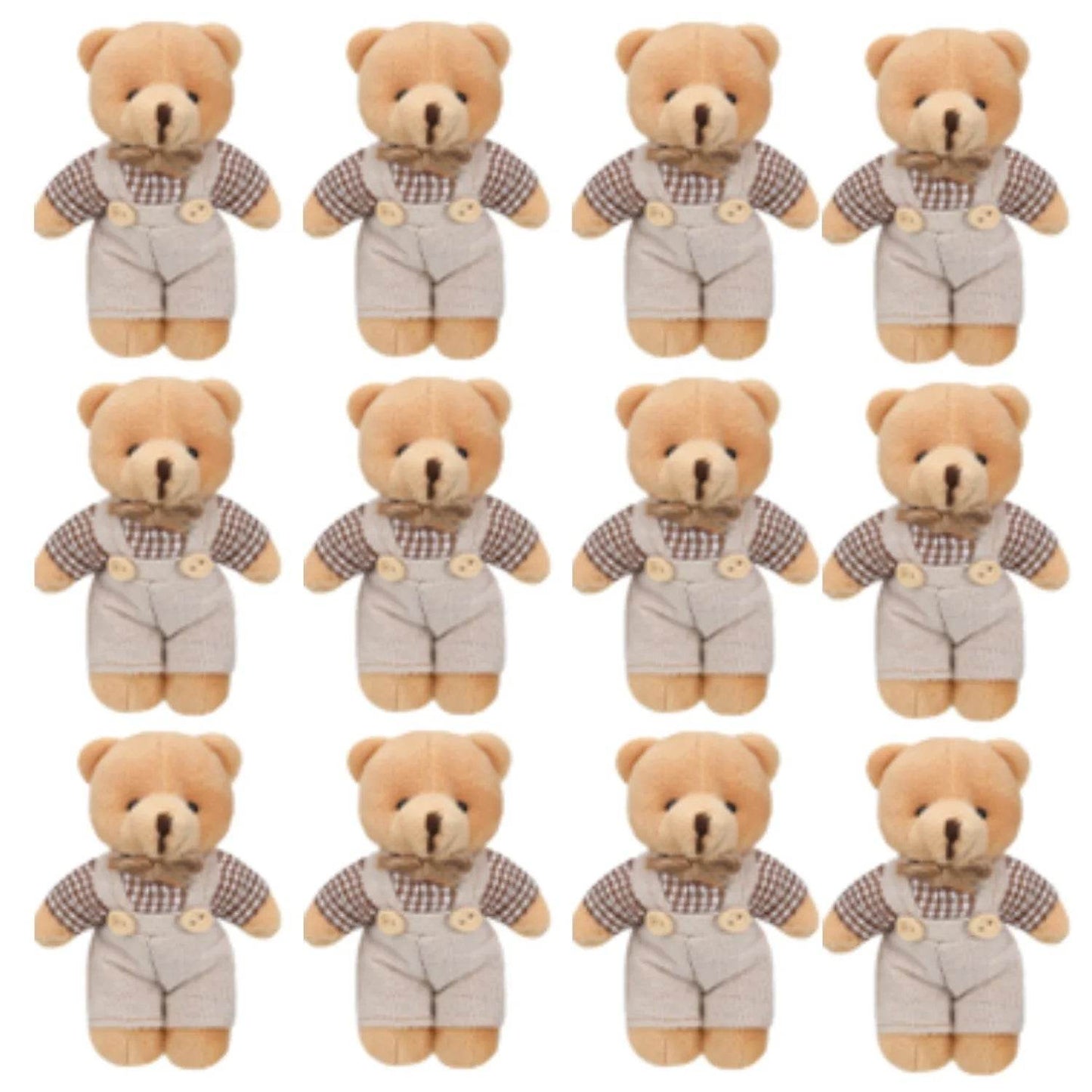 12-48PCS Mini Bear Stuffed Animal Toys Bulk 10cm Soft Plush Bears with Burlap Clothes for Baby Shower Birthday Party Decoration - AIAZ