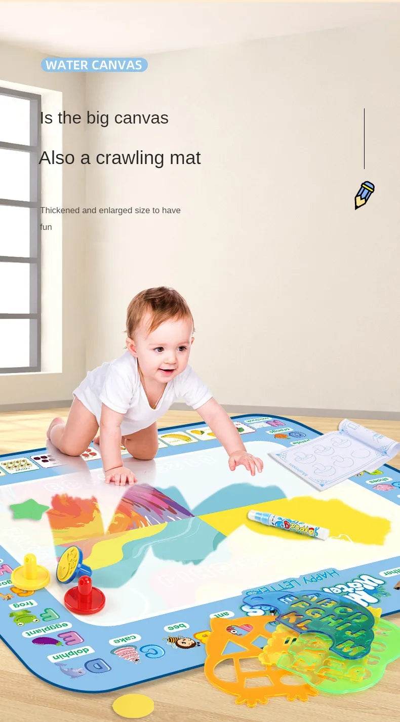 Magic Water Drawing Mat Reusable Doodle Painting Board with Pens Montessori Educational Toys for Kids Halloween Christmas Gift - AIAZ