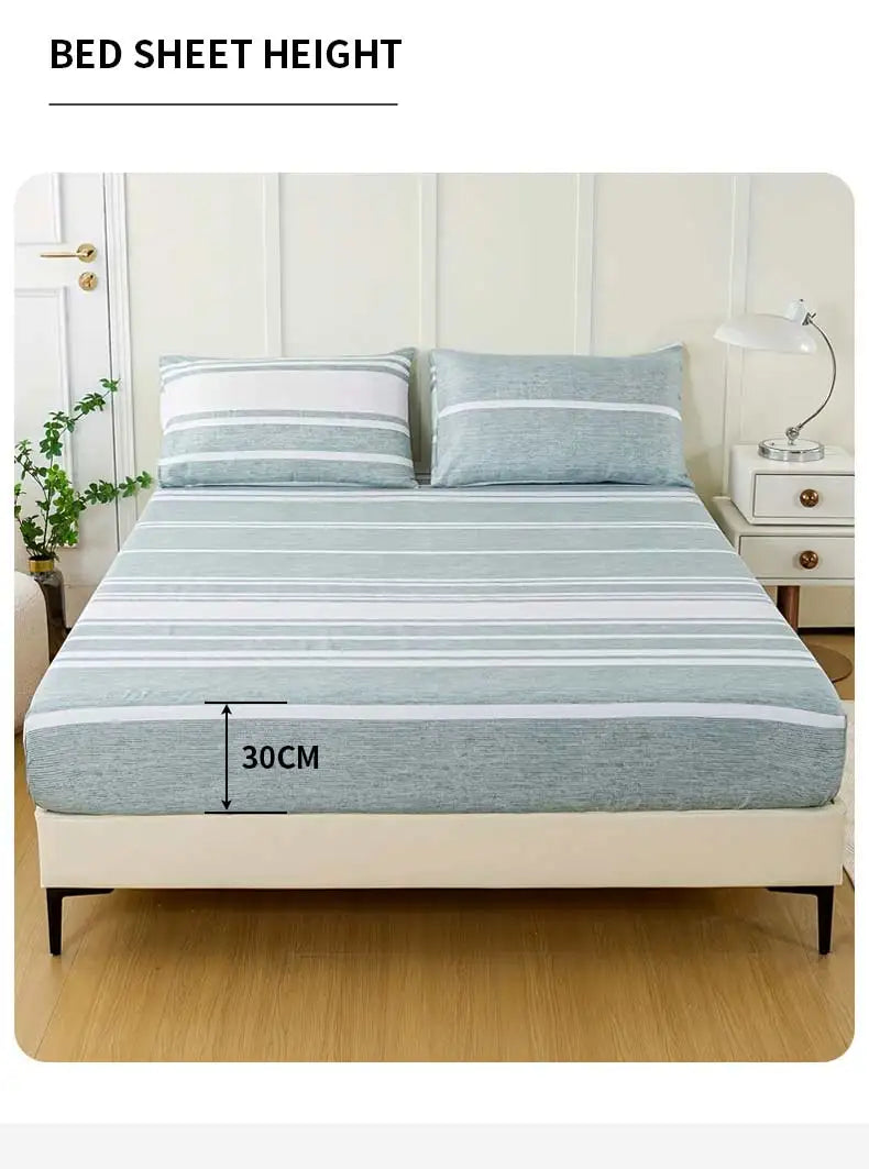 3-Piece Striped Fitted Sheet Set – Luxuriously Soft & Breathable – Includes 1 Fitted Sheet and 2 Pillowcases for Cozy Sleep – Pe