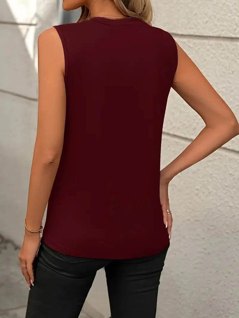 Women's Tank Top 2024 Summer Casual Splicing Cotton O Neck Loose Elegant Sleeveless Tops Women T Shirt Blusa Streetwear Clothing - AIAZ