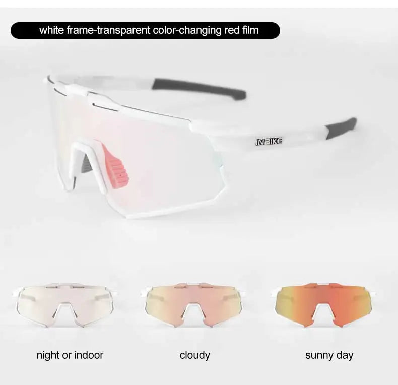 INBIKE Photochromic Cycling Sunglasses Professional Road Bike Riding Glasses for Men Bicycle Windproof Sand Goggles Bike Eyewear