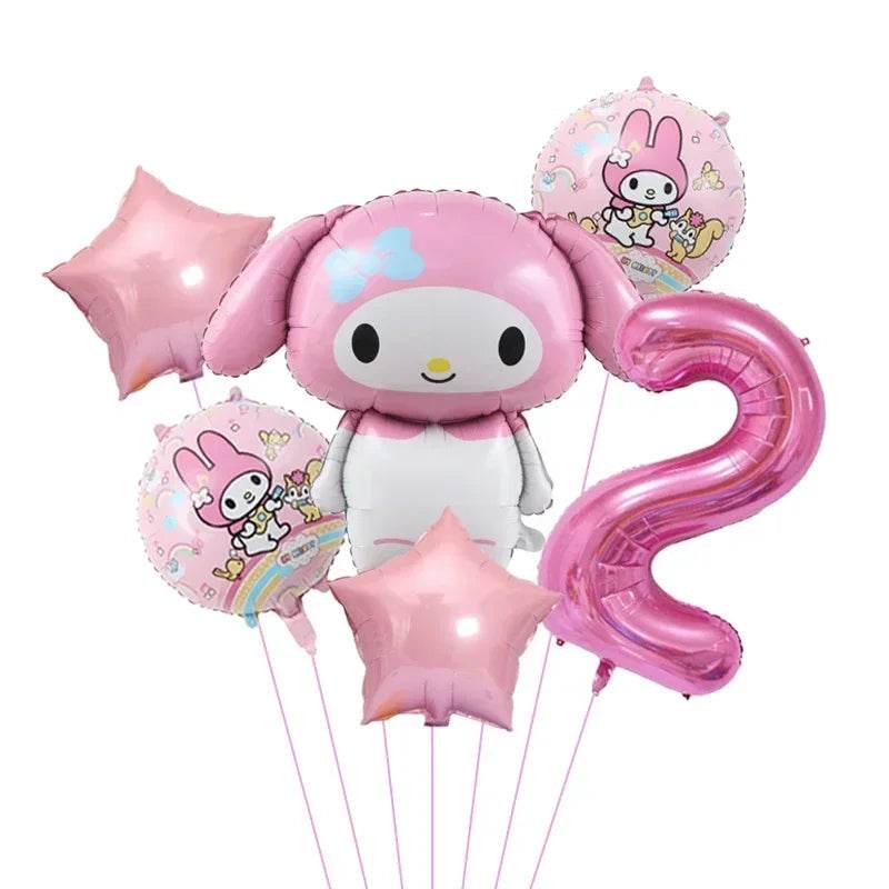 6pcs Cartoon Sanrio Cute Kuromi My Melody Cinnamoroll Foil Balloon 32 inch Number Set Children's Birthday Party Decorative Toys - AIAZ