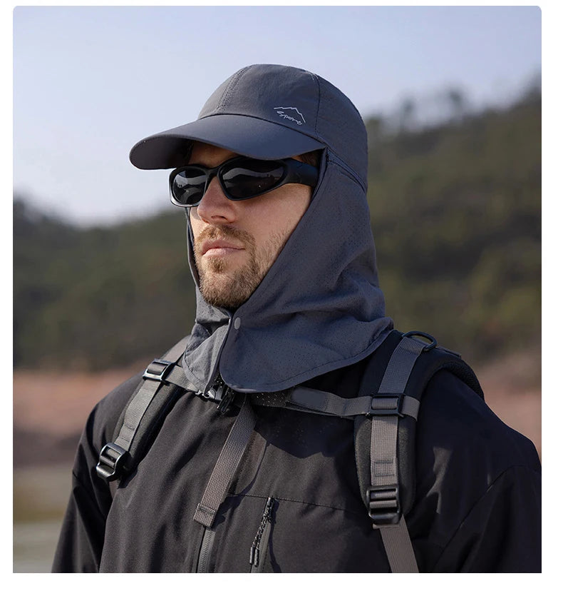 Summer Quick Drying Baseball Caps For Men Women Anti UV Sun Hat Breathable Hiking Fishing Hat Male Outdoor Detachable Shawl Hats