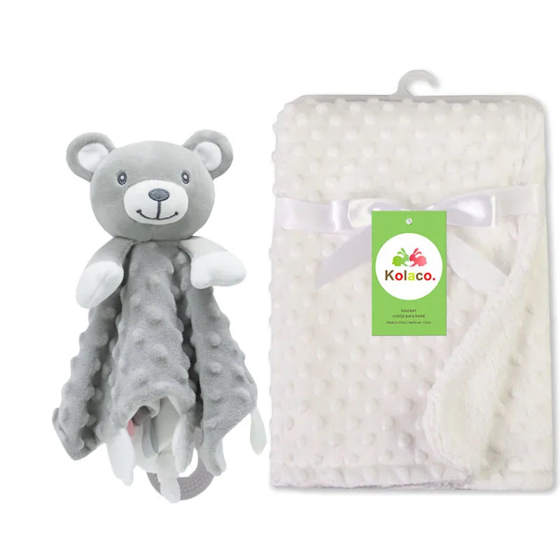 Personalized Baby Blanket Newborn Stroller Sleeping Dolls Custom Blanket With Name Animal Security Towel Gift Set