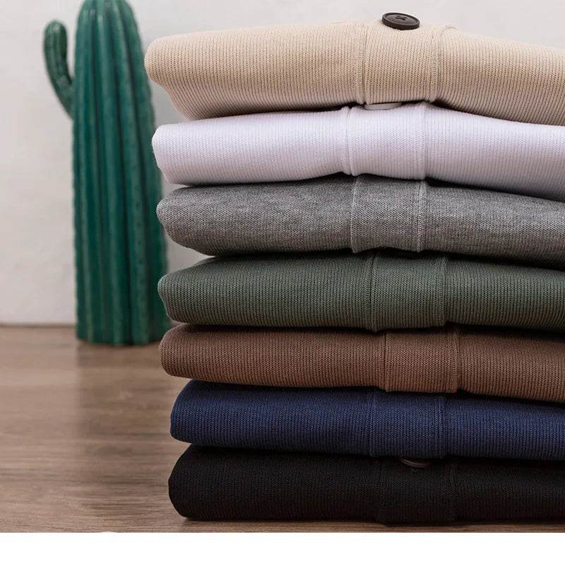 BROWON New Knitted Sweater Cardigan Men 2025 Autumn Solid Casual Man Clothes Korean Fashion 80% Cotton V-Neck Collar Sweater Men - AIAZ