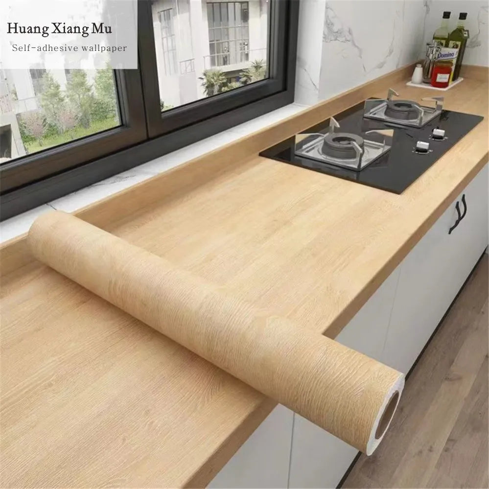 Wood Grain PVC Wallpaper for Door, Wardrobe, Cupboard, Table, Furniture, Waterproof, Self Adhesive Stickers, Home Decor Film