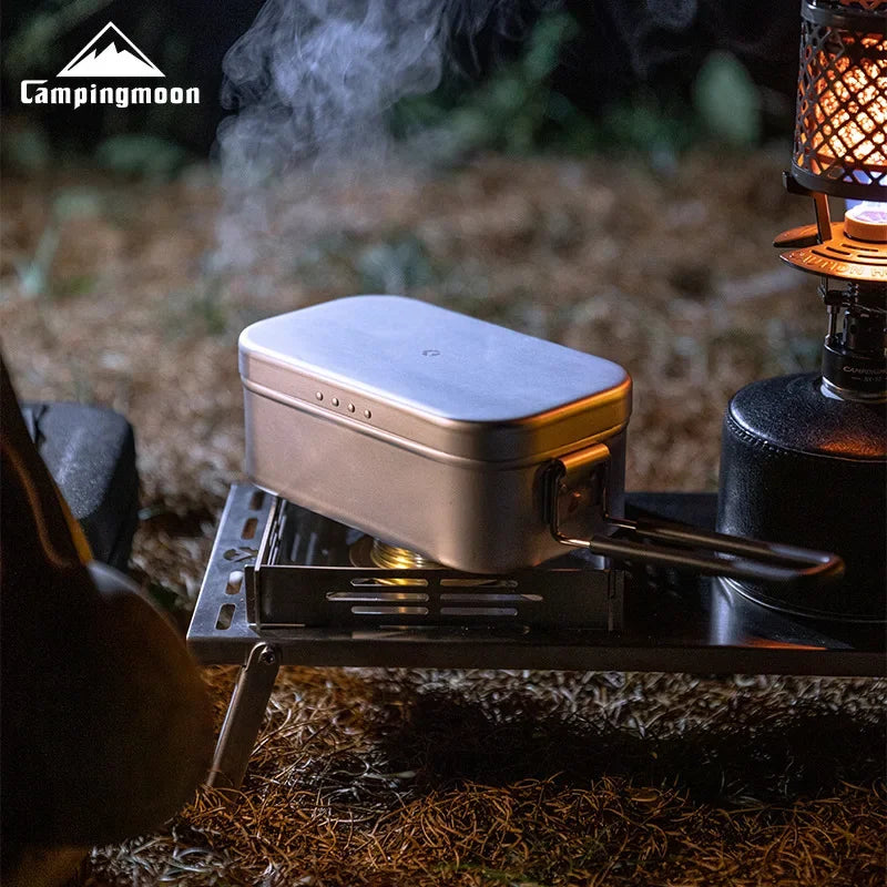 Campingmoon Hard Alumina Alloy Portable Heated Picnic Outdoor Camping Cookware Bento Lunch Meal Box