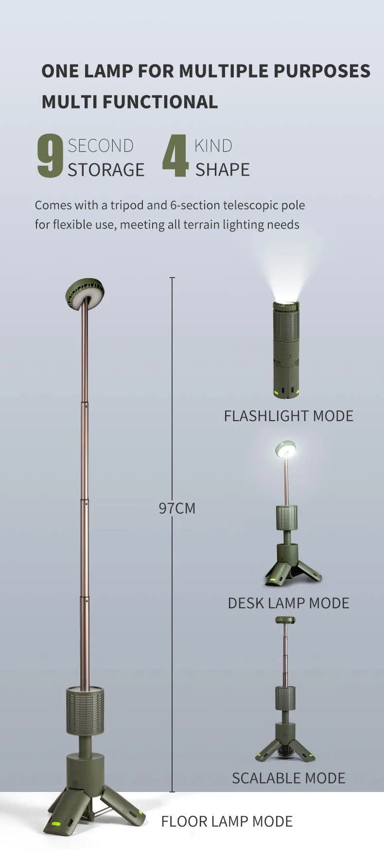 Folding Camping Light Portable Telescopic Lanterns Built-in 10000mAh Outdoor Waterproof Magnetic Lamp With Triangle Stand Base