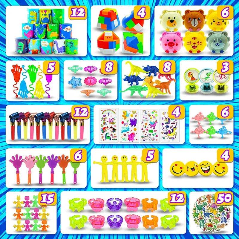 120/206pcs Kids Birthday Party Favors Set Toys Children Pinata Filler Bulk Supplies Boys Girls Classroom Carnival Prizes Favors - AIAZ