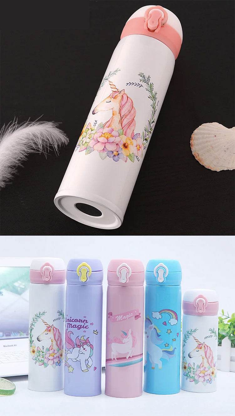 500ML Children's Thermos Bottle Vacuum Water Bottles 304 Stainless Steel Drinking Cartoon Cup School Water Bottle For Girls Kids - AIAZ