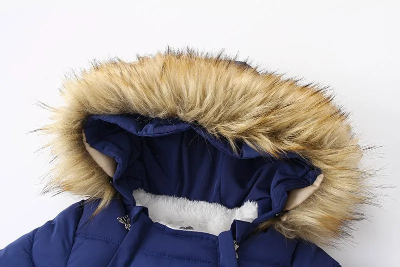 2024 New Winter Baby Rompers Thick Warm Infant Hooded Inside Fleece Jumpsuit Newborn Boy Girl Overalls Toddler Clothing Set