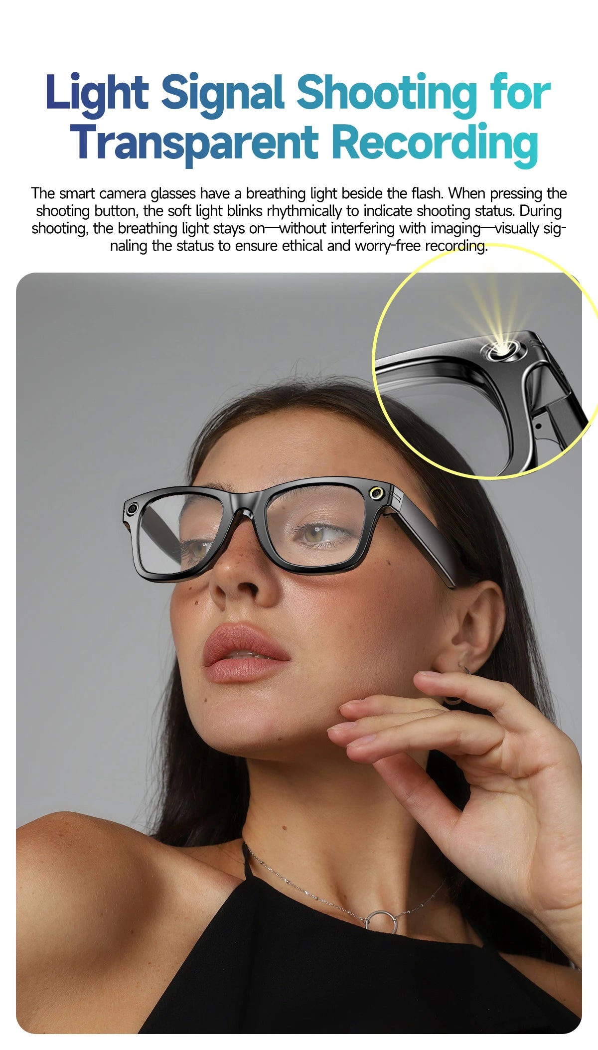 LIGE AI Smart Glasses With 800W HD Video Sport Sunglasses Bluetooth Call Voice Assistant Music Player Smart Glasse For Men Women