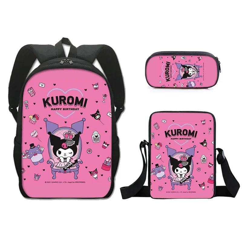 Sanrio Kuromi Backpack Sanrio Backpack Pencil Bag Student School Bag Primary and Middle kawaii Cartoon School Bag Mochila - AIAZ
