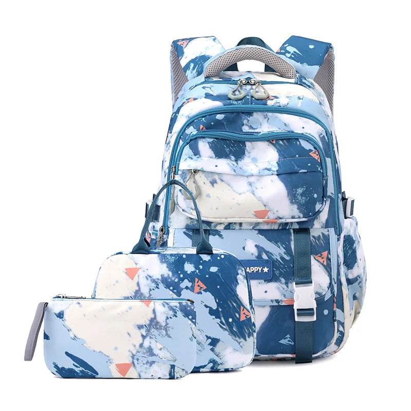 Middle School Student Backpack Children Set School Bags for Girls Kids Schoolbags Waterproof Book Bag With Lunch Bag Pencil case - AIAZ