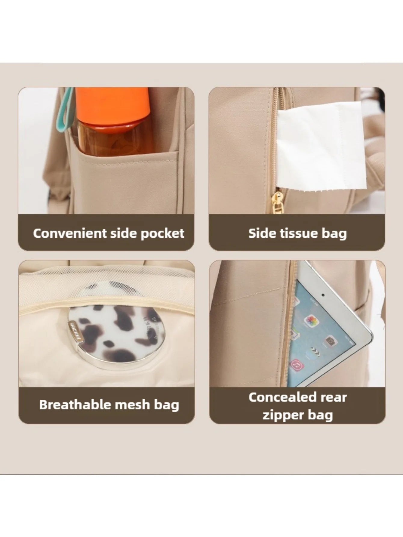 Baby Travel Backpack Diaper Mummy Bag Large Capacity Nappy Bag Material Handbag For Baby Outdoor Travel Bag For Baby Care Stuff
