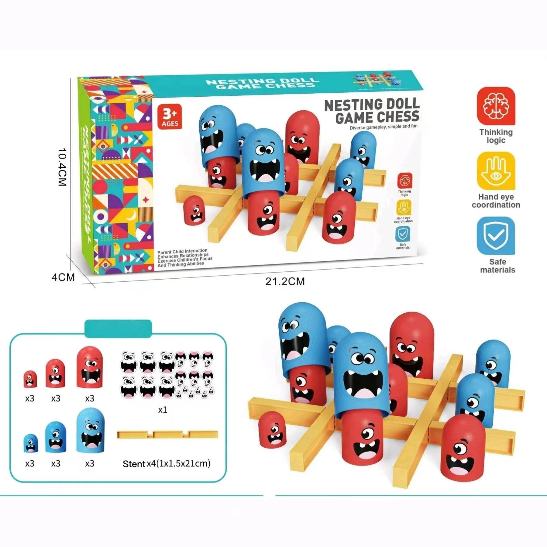 Tic Tac Toe Big Eat Small CartoonThinking Training Board Game Parent-Child Interactive Educational Toys For Kids Christmas Gifts - AIAZ