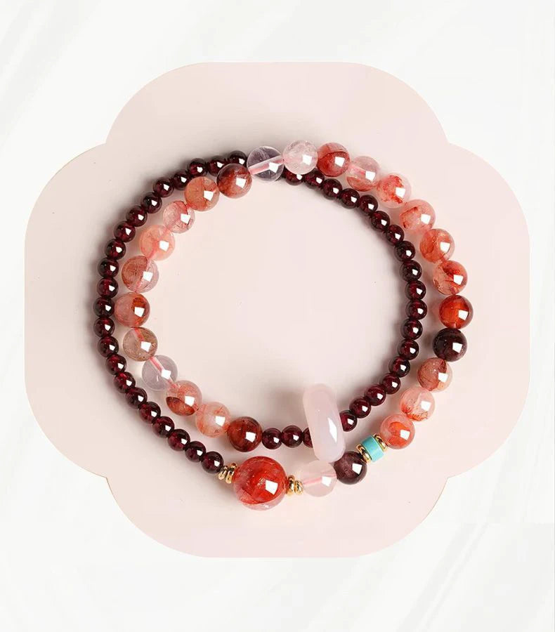 FORWELL Natural Stone Crystal Beads Semi Precious Women's Bracelet Amethyst Multi Layered Combination Bracelets Luxury Gift