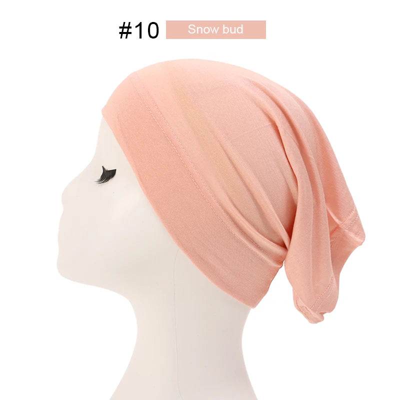 Fashion Muslim Hijab Caps Solid Underscarf Women Veil Modal Cotton Hijab Muslim Scarf Turbans Head Women's Hijabs Hat Islamic - AIAZ
