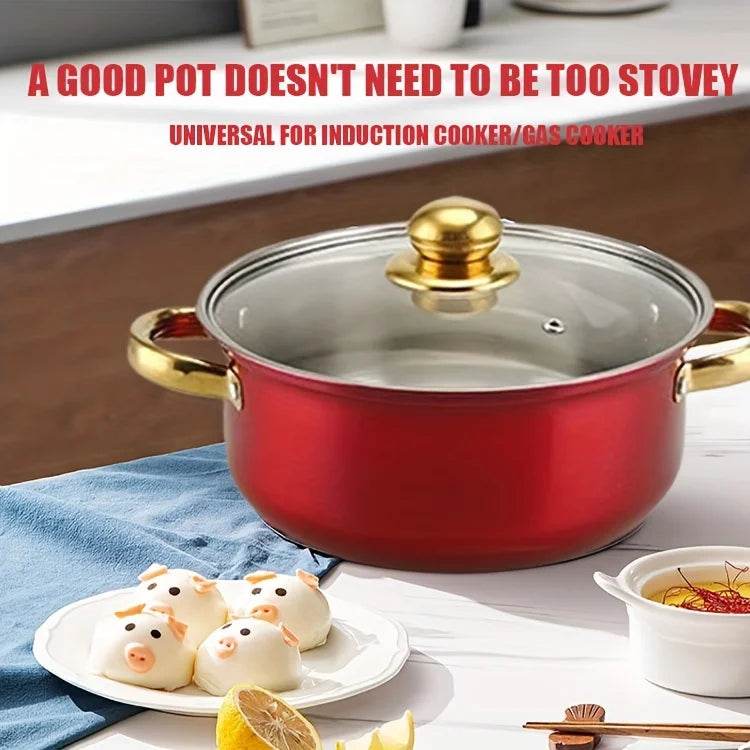 12pcs Stainless Steel Kitchenware Set, Multi-Color Non-Stick Pan Set, Pan, Pan, Pan with Lid, Versatile, Stylish And Durable - AIAZ