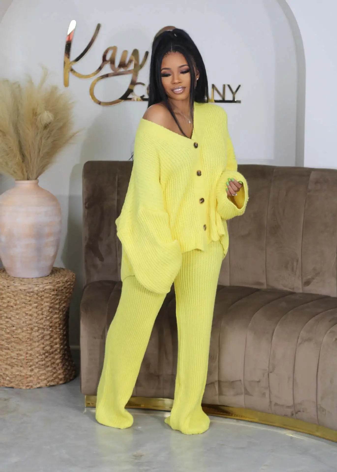 2 Piece Women Sets 2024 Autumn Winter Matching Sets Knitting Two Pieces Sets Sweater Top And Pants Suits Outfits Clothing - AIAZ