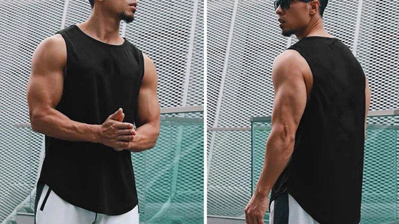 Men's Clothing Bodybuilding Gym T-shirts for Men Basketball Man Sleeveless Shirt T-shirt Vest Summer Clothes Tops Tees - AIAZ