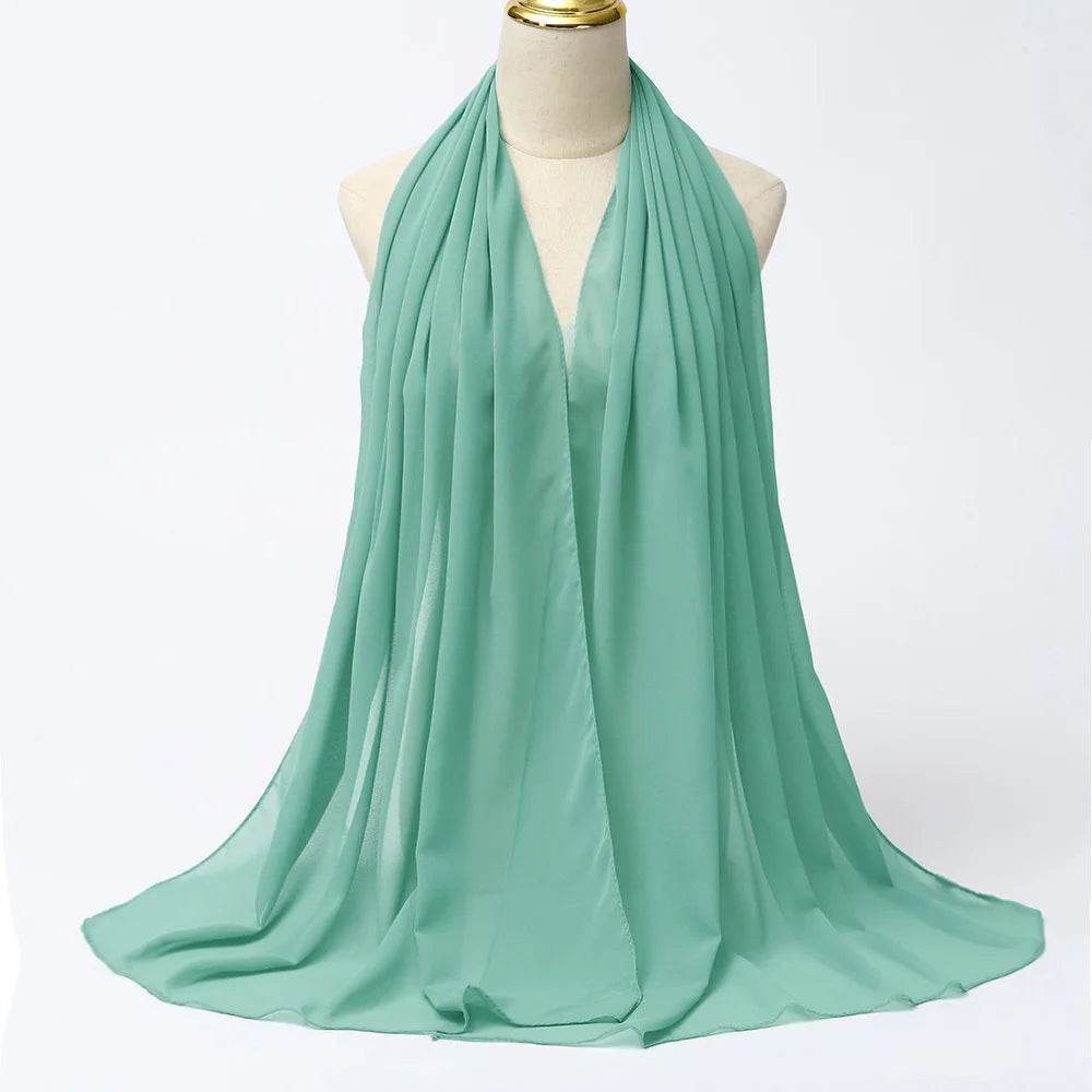 Muslim Chiffon Hijab Scarf Women Long Solid Color Head Wrap For Women Hijabs Scarves Ladies Muslim Veil Jersey Hijabs - AIAZ