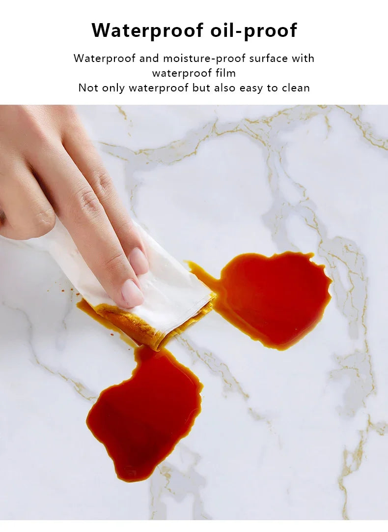 10m Marble Texture Oil Proof Self Adhesive Bathroom Tile Floor Waterproof PVC Cabinet Wallpaper Kitchen Furniture Wall Stickers