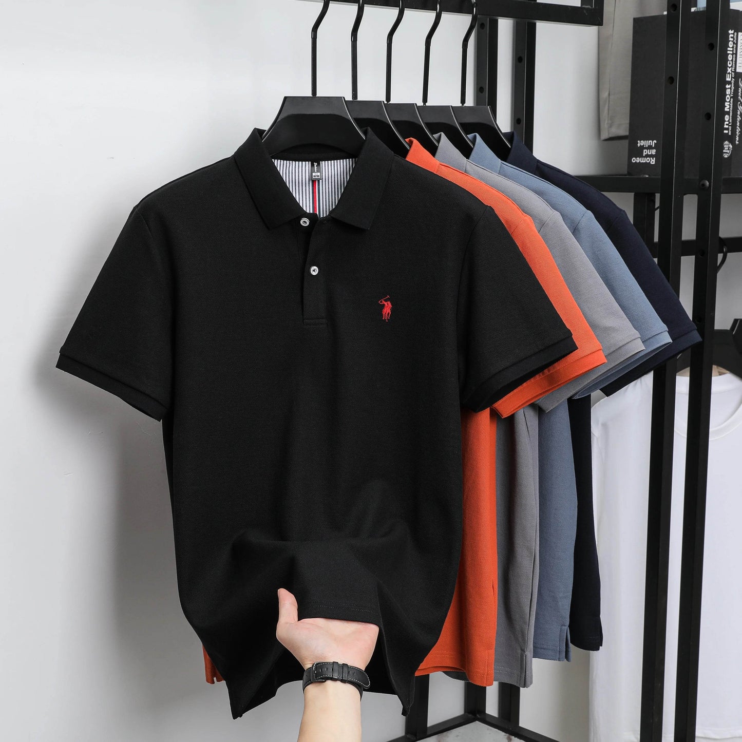 100% pure cotton summer new fashionable men's shortsleeved luxury customized business polo shirt exquisite embroidery Tshirt top - AIAZ
