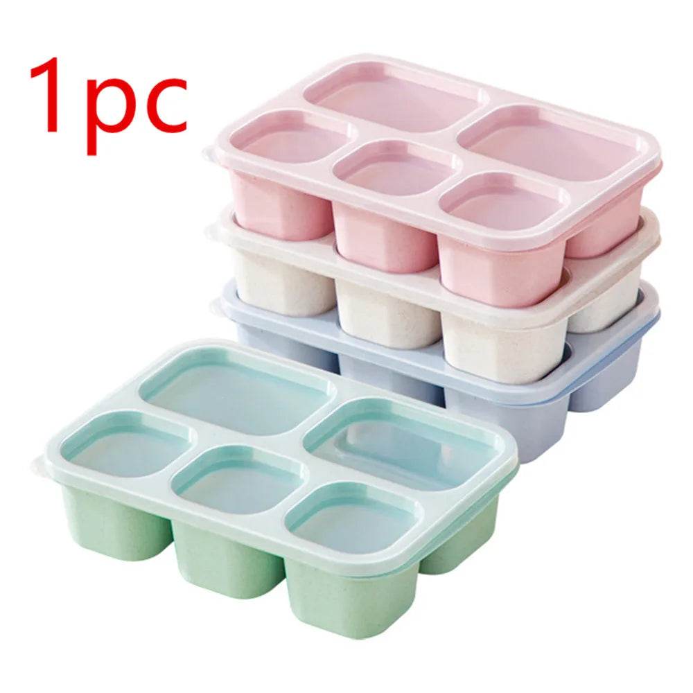 1pc Bento Lunch Box Reusable Lunch Box Kids with 5 Compartments Meal Prep Containers With Transparent Lids for Kids and Adults - AIAZ