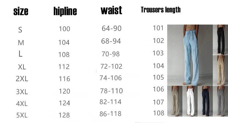 2025 Men Cotton Linen Pants Summer and Autumn Solid High Waist Wide-Leg Trousers Male Loose Hemp Casual Breathable Sports Pants - AIAZ