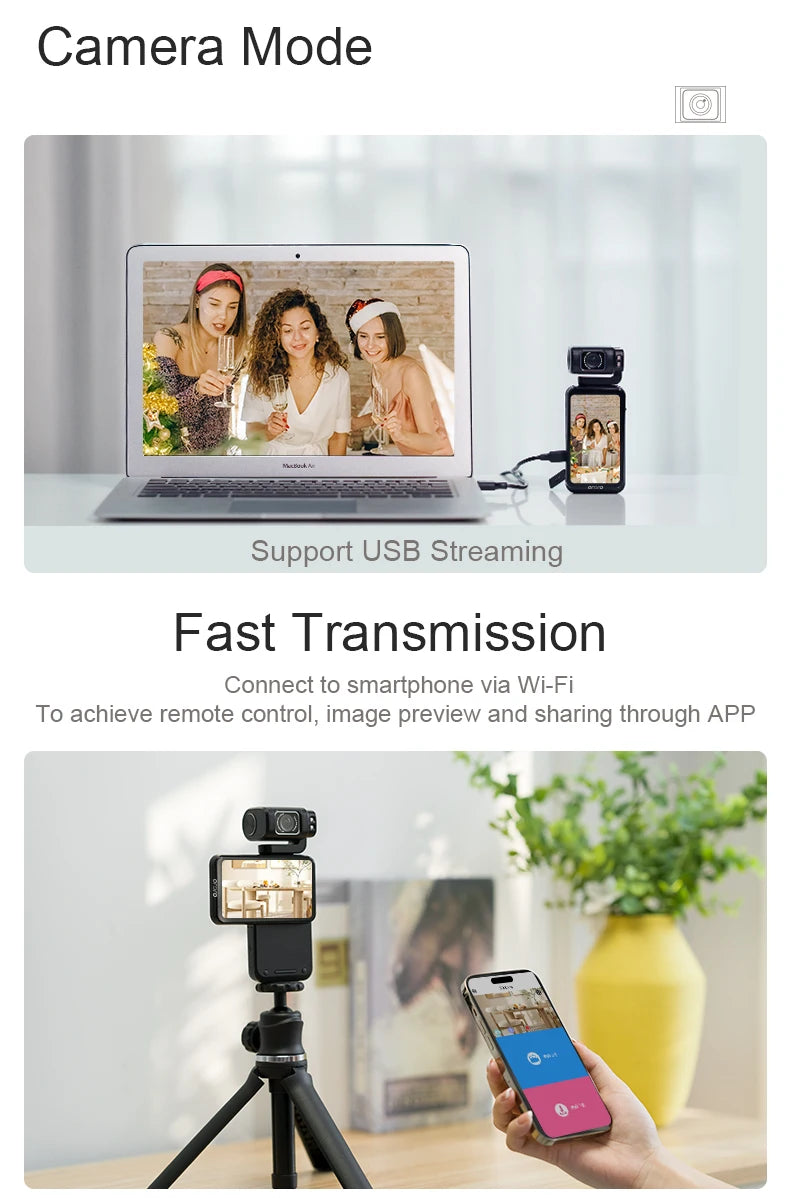 Ordro M3 Pocket Camera Digital Camcorder 5K 30FPS Image Stabilization Built-in Big Size Screen Handy Cam  Travel Vlog Cameras