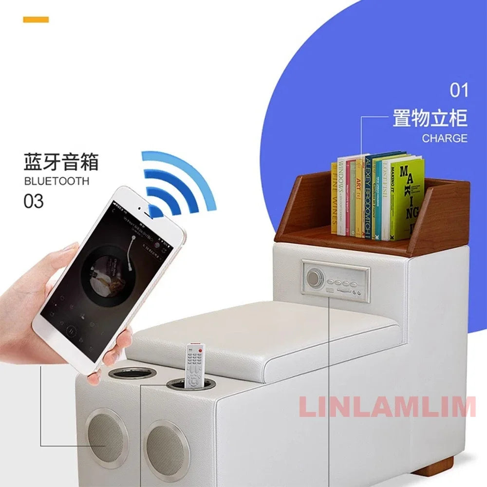 Modern L-Shaped Sectional Sofa with Chaise, Luxury Italian Genuine Leather Couch with adjustable headrest, Storage, USB, Console