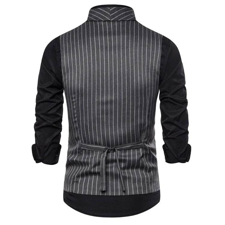 Mens Waistcoat Stripe Plaid Formal Suit Vest Men Fashion Casual Double Breasted Sleeveless Gilet Male Business Formal Dress Vest - AIAZ