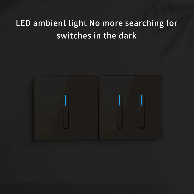 Glass Panel Wall Switch LED European 16a Socket Retro Toggle Light Switch EU UK Standard 2way Socket 1-4gang USB Home Decoration