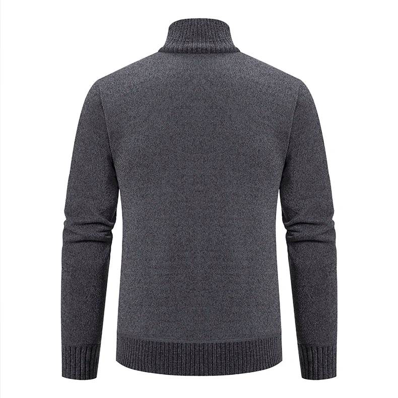2023 Knitwear Spring and Autumn Men's Stand-up Collar Thick Warm Cardigan Sweater Winter Loose Casual Coat - AIAZ
